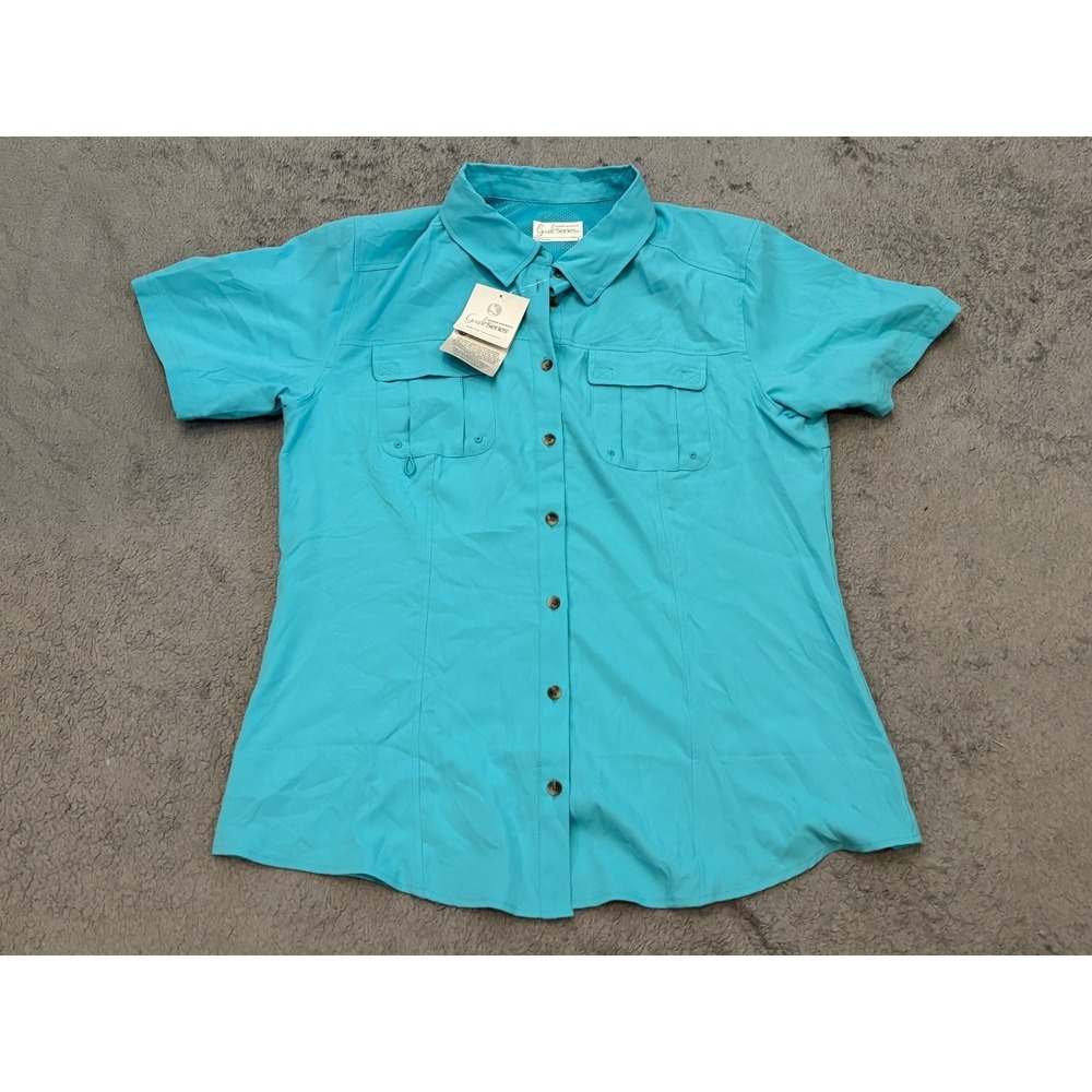 NWT Gander Mountain Guide Series Vented Button Shirt Womens L Blue Outdoor